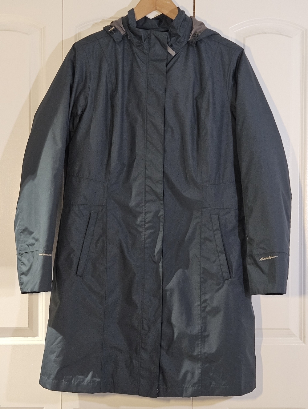 Eddie Bauer Women's Jacket WeatherEdge Blue/Green Trench Coat Girl on the Go